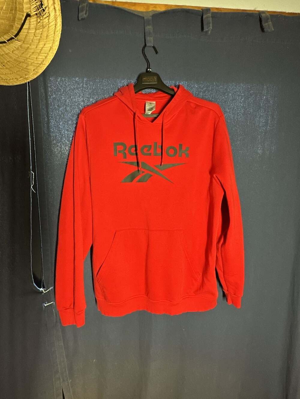 Reebok Hoodie Size XL Red Big Logo Pullover Sweatshirt